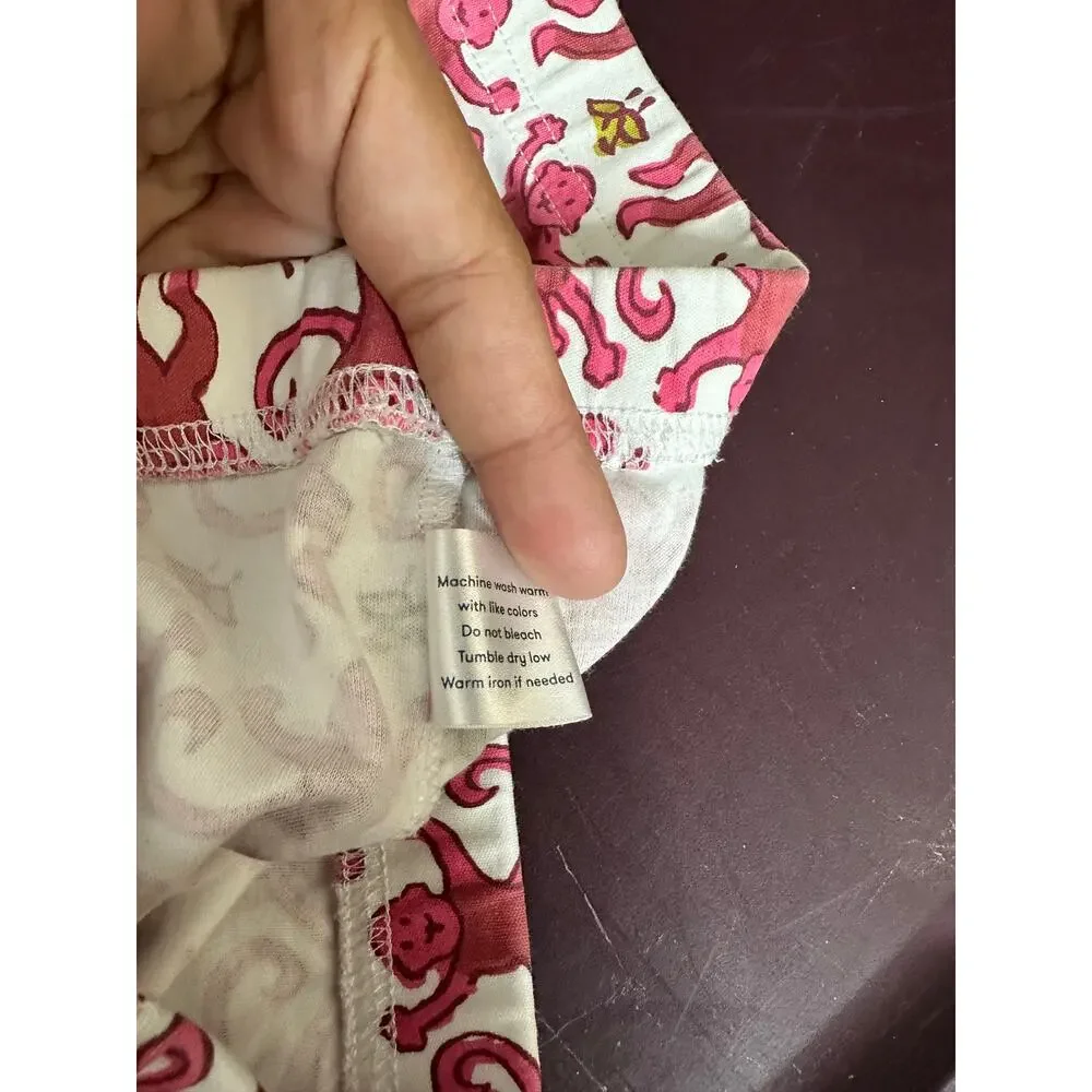 Roller Rabbit Pink Monkey Pajama Pants Womans XS 100% Pima Cotton Made in Peru